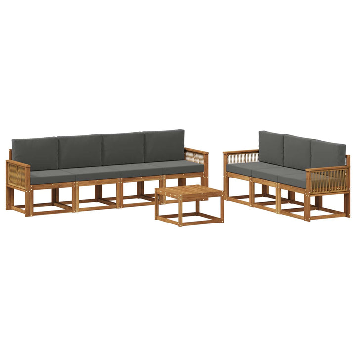 Udendørs sofagruppe 8 pcs Naturlig og Antracit Polyester