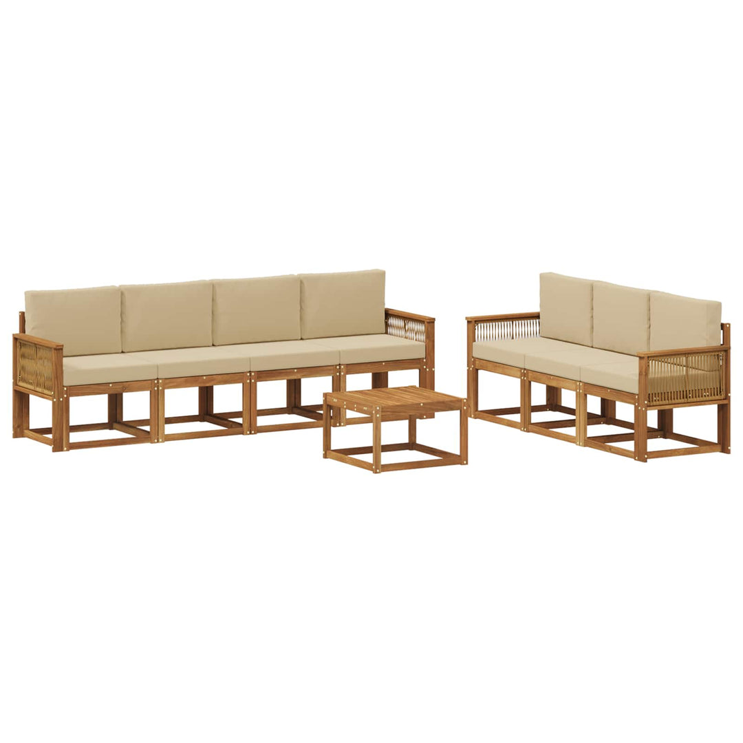 Udendørs sofagruppe 8 pcs Naturlig og Beige Polyester