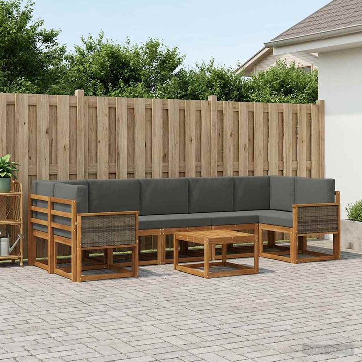 Udendørs sofagruppe med pude 6 pcs Naturlig og Antracit