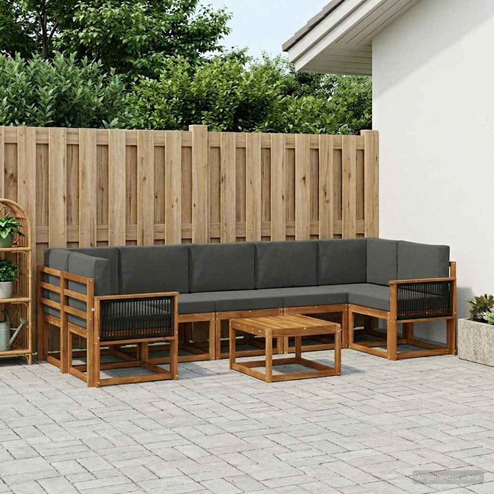 Udendørs sofagruppe med pude 6 pcs Naturlig og Antracit