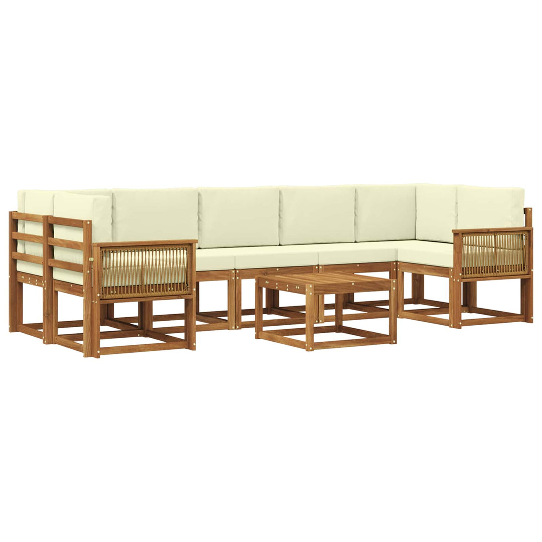 Udendørs sofagruppe 8 pcs Naturlig og Fløde Polyester
