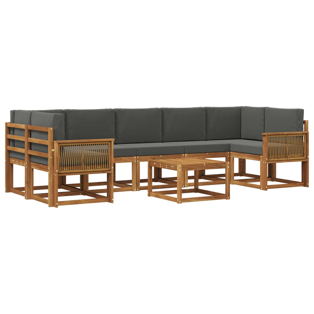 Udendørs sofagruppe 8 pcs Naturlig og Antracit Polyester