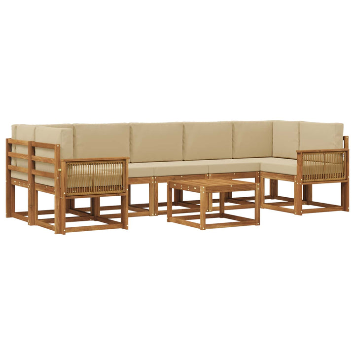 Udendørs sofagruppe 8 pcs Naturlig og Beige Polyester