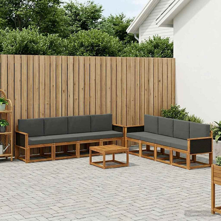 Udendørs sofagruppe med pude 7 pcs Naturlig og Antracit