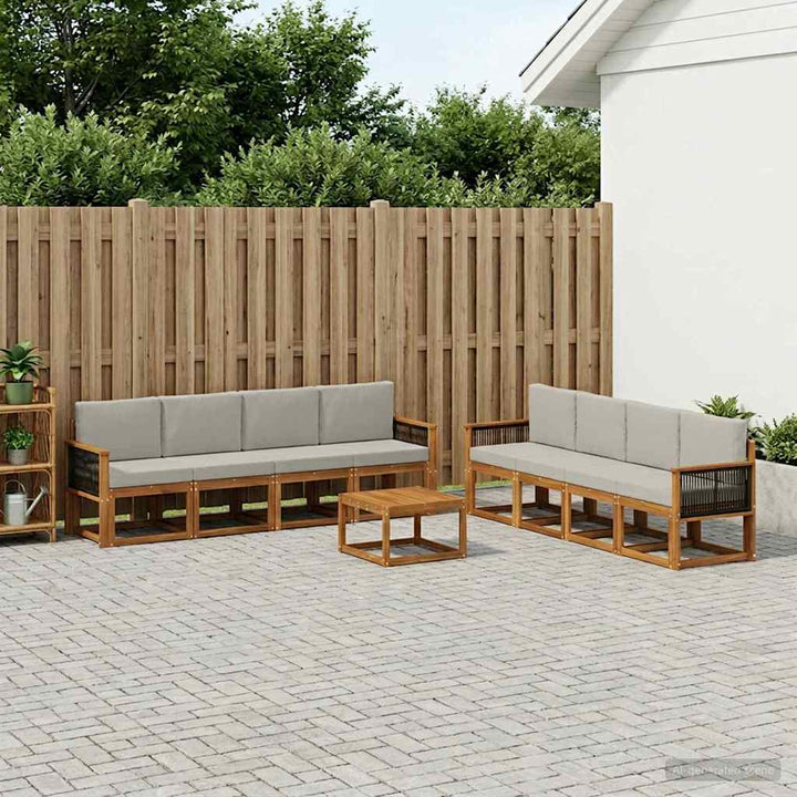 Udendørs sofagruppe med pude 7 pcs Naturfarvet og lysegrå