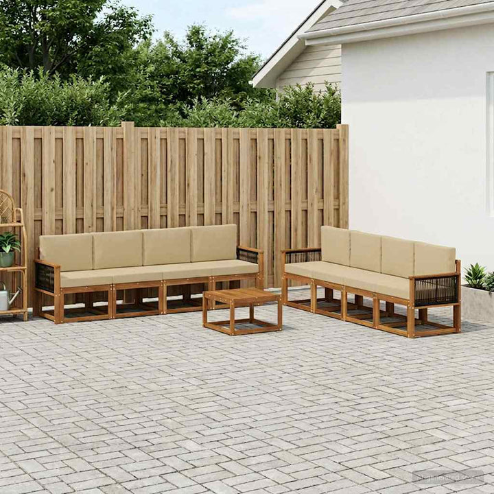 Udendørs sofagruppe med pude 7 pcs Naturfarvet