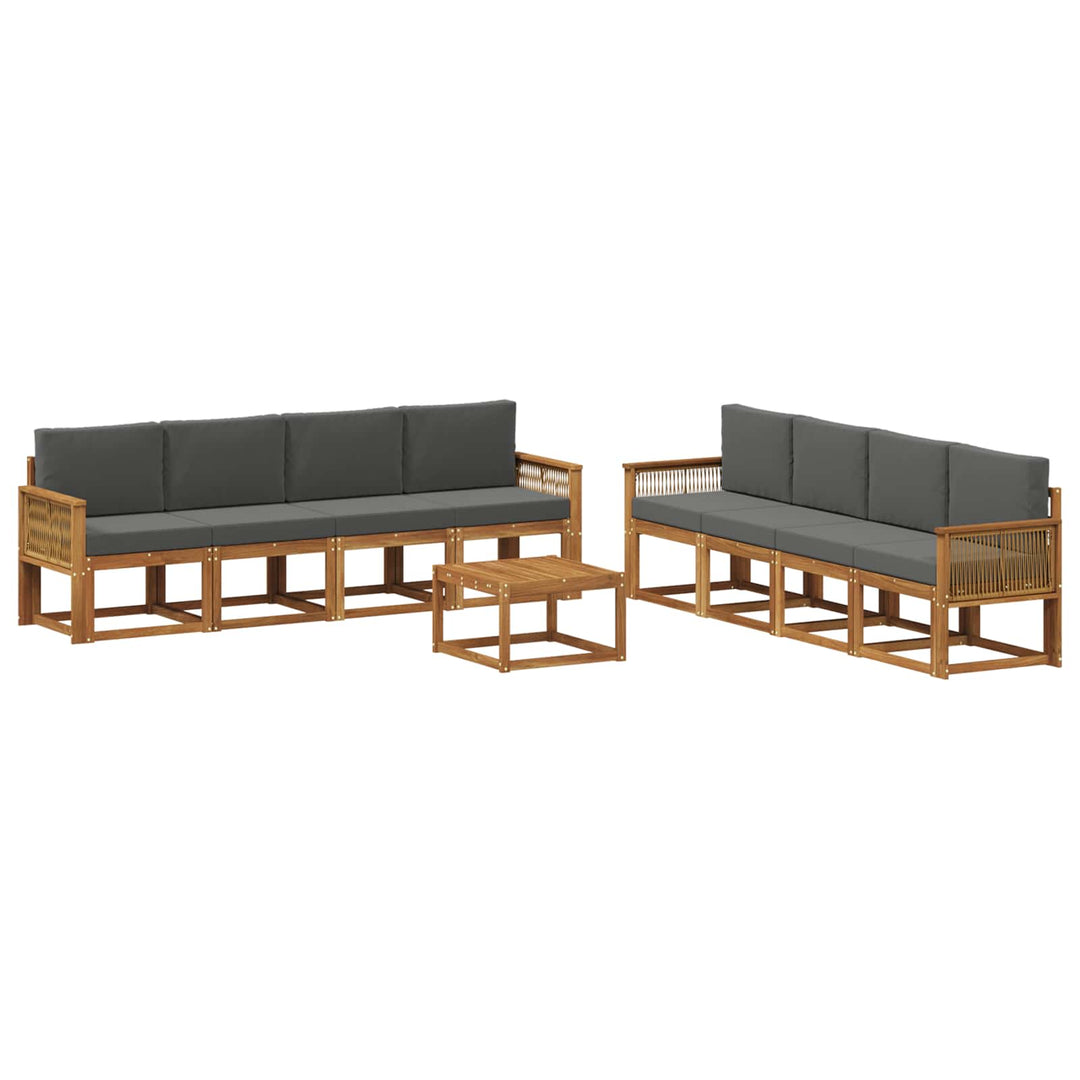 Udendørs sofagruppe 9 pcs Naturlig og Antracit Polyester