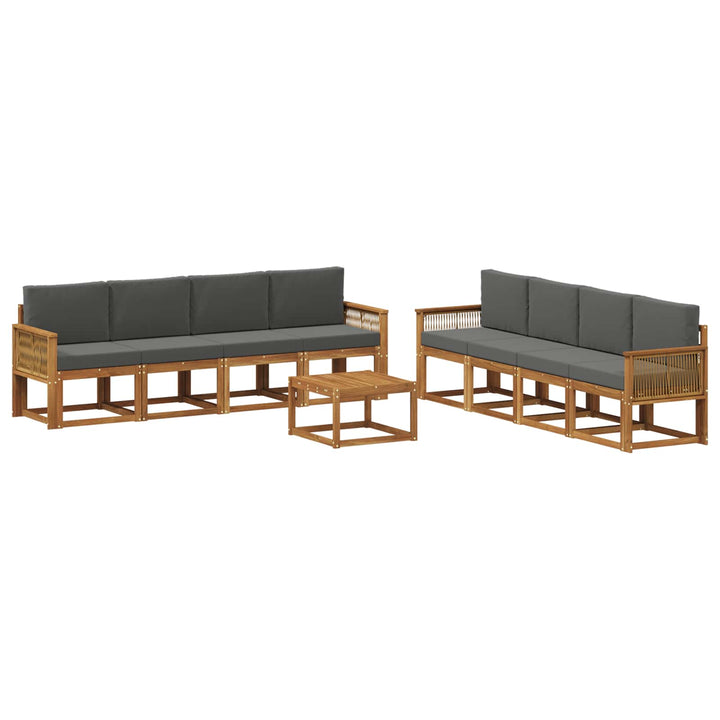 Udendørs sofagruppe 9 pcs Naturlig og Antracit Polyester