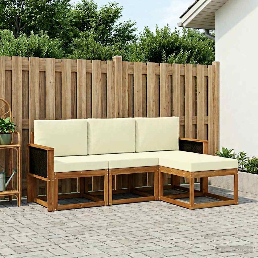 Udendørs sofagruppe med pude 4 pcs Naturlig og Fløde