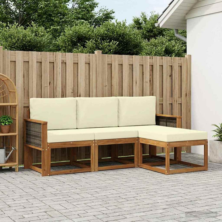 Udendørs sofagruppe med pude 4 pcs Naturlig og Fløde