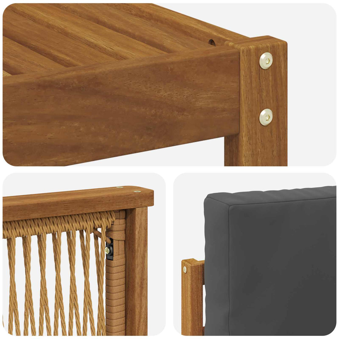 Udendørs sofagruppe 4 pcs Naturlig og Antracit Polyester