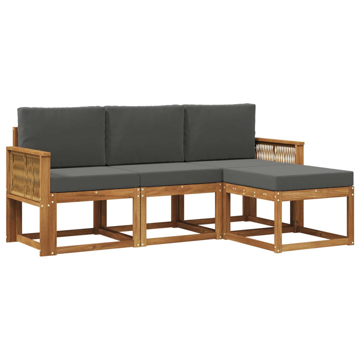 Udendørs sofagruppe 4 pcs Naturlig og Antracit Polyester