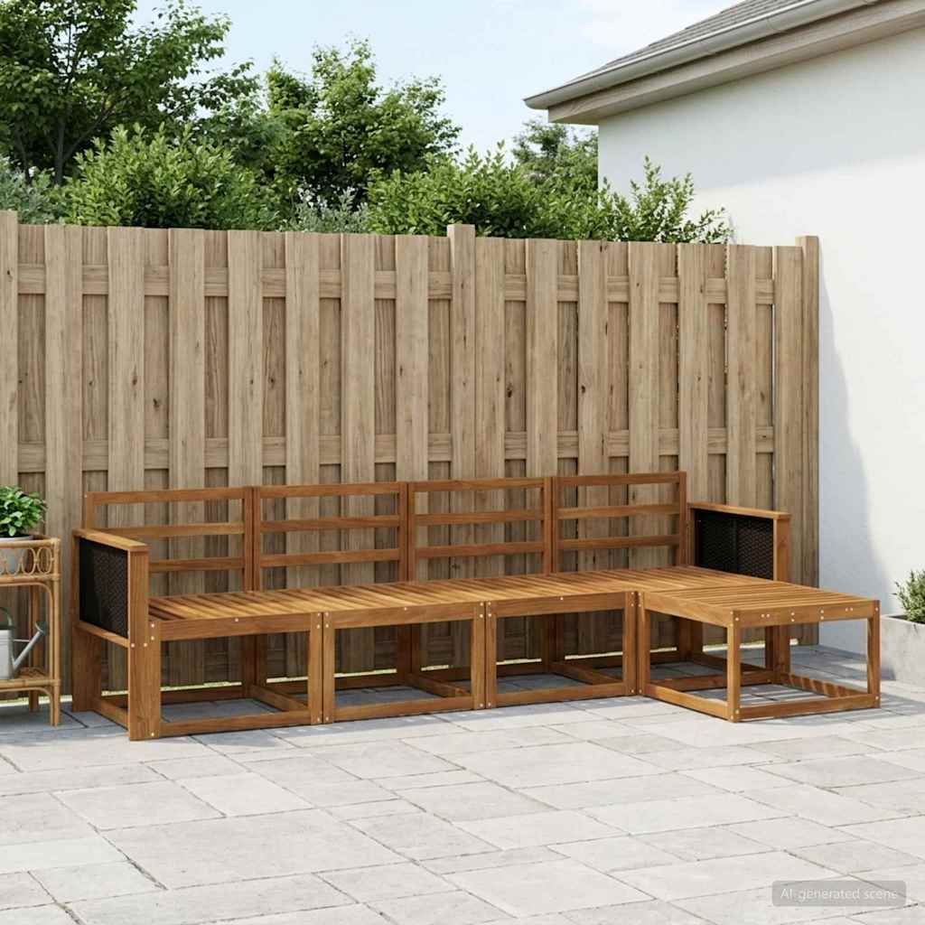 Udendørs sofagruppe 5 pcs Naturfarvet Massivt Akacietræ