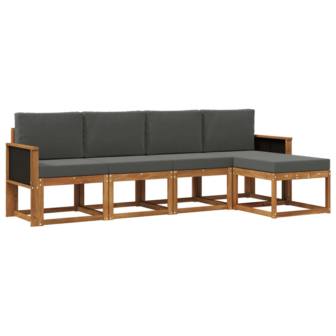 Udendørs sofagruppe 5 pcs Naturlig og Antracit Polyester
