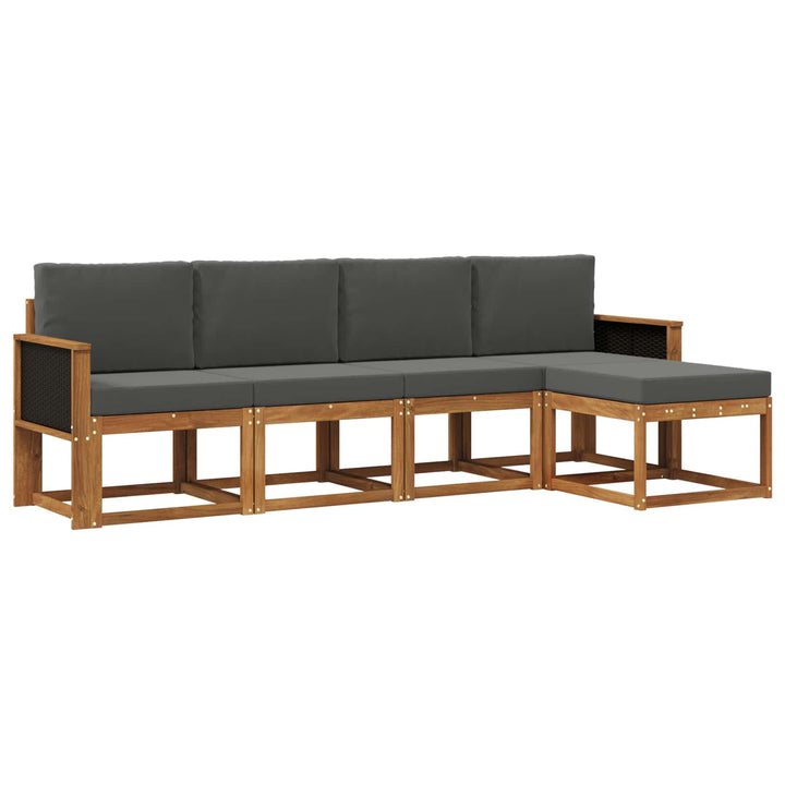 Udendørs sofagruppe 5 pcs Naturlig og Antracit Polyester
