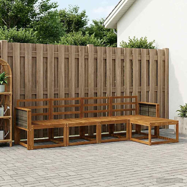 Udendørs sofagruppe 5 pcs Naturfarvet Massivt Akacietræ