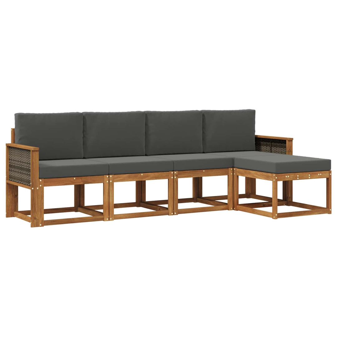 Udendørs sofagruppe 5 pcs Naturlig og Antracit Polyester
