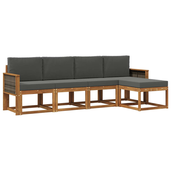 Udendørs sofagruppe 5 pcs Naturlig og Antracit Polyester