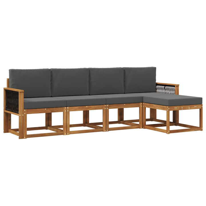 Udendørs sofagruppe 5 pcs Naturlig og Antracit Polyester