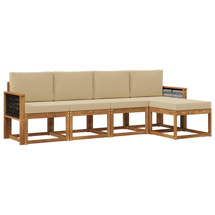 Udendørs sofagruppe 5 pcs Naturlig og Beige Polyester