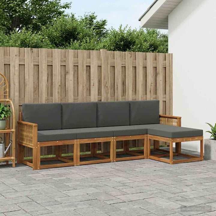 Udendørs sofagruppe 5 pcs Naturlig og Antracit Polyester