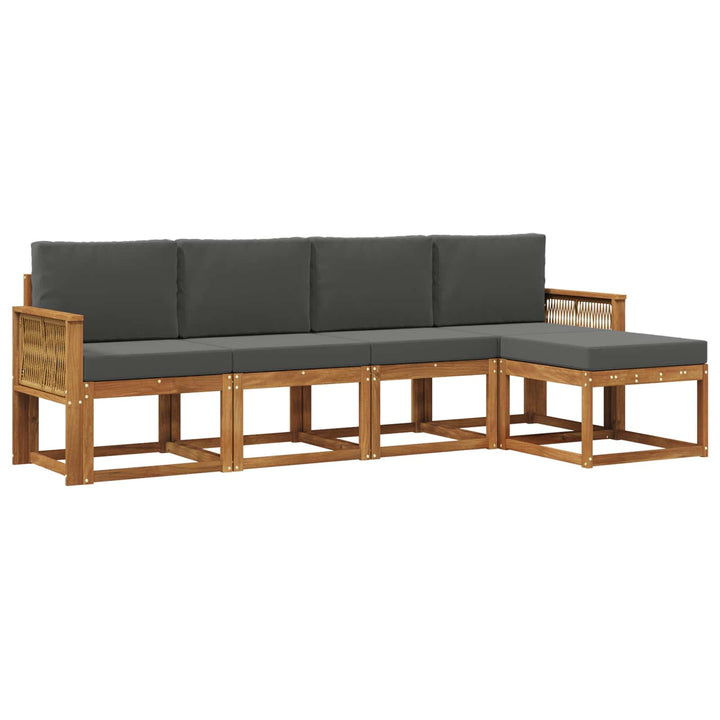 Udendørs sofagruppe 5 pcs Naturlig og Antracit Polyester