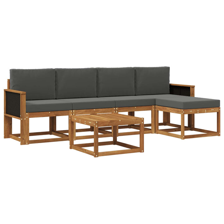 Udendørs sofagruppe 6 pcs Naturlig og Antracit Polyester