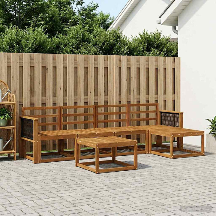 Udendørs sofagruppe 6 pcs Naturfarvet Massivt Akacietræ
