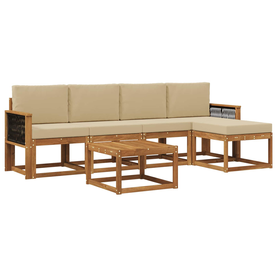 Udendørs sofagruppe 6 pcs Naturlig og Beige Polyester