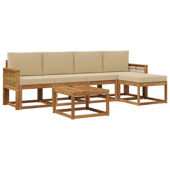 Udendørs sofagruppe 6 pcs Naturlig og Beige Polyester