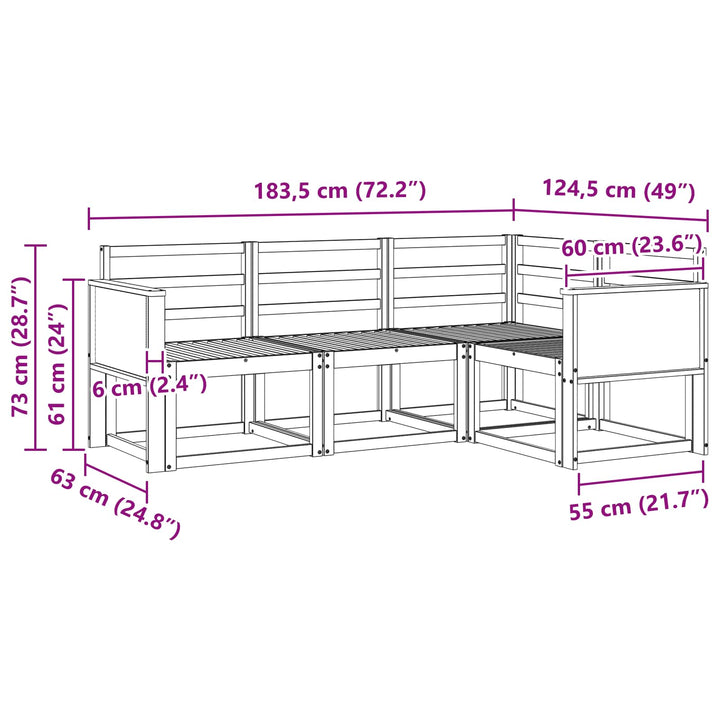 Udendørs sofagruppe 4 pcs Naturfarvet Massivt Akacietræ