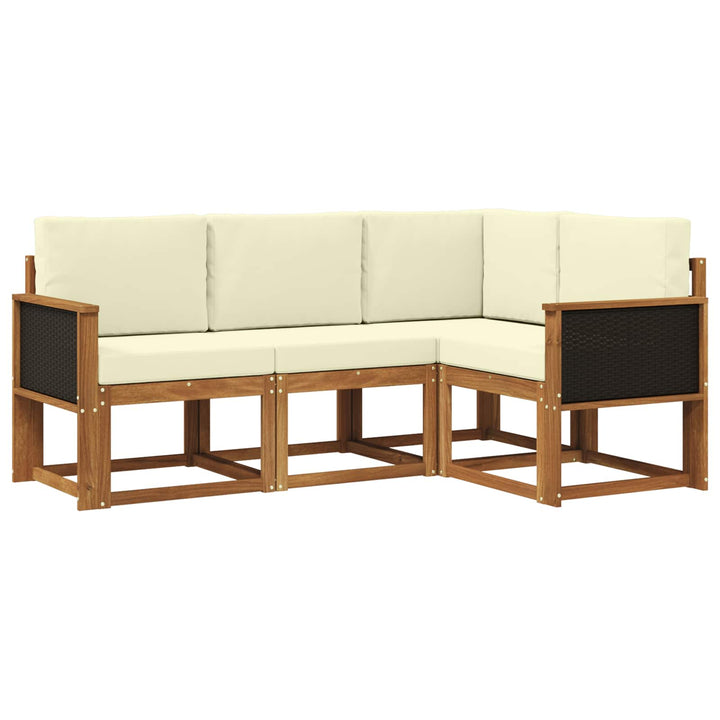 Udendørs sofagruppe 4 pcs Naturlig og Fløde Polyester