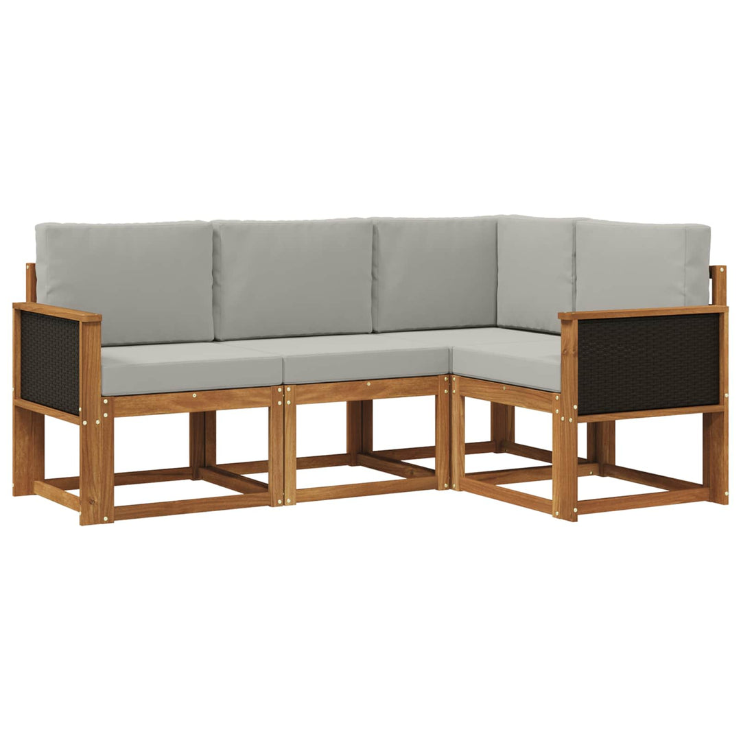 Udendørs sofagruppe 4 pcs Naturfarvet og lysegrå Polyester