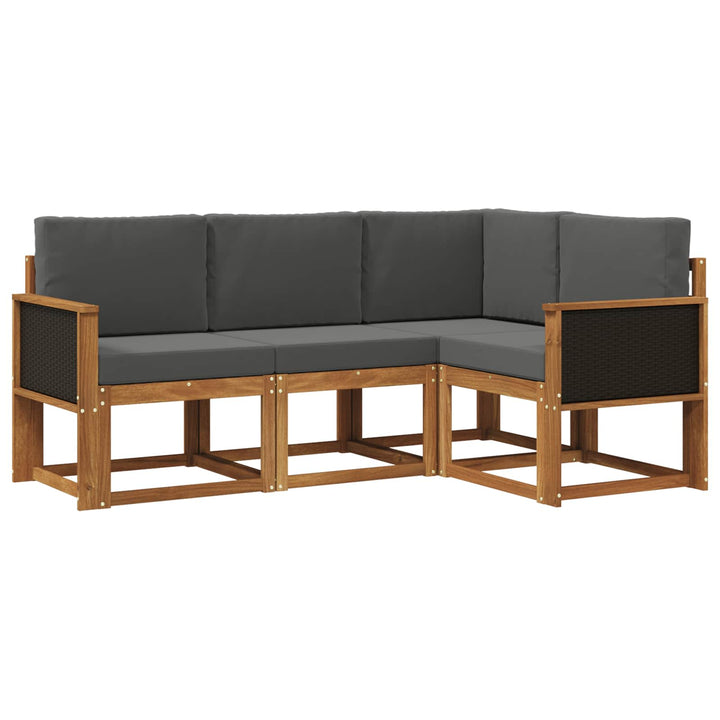 Udendørs sofagruppe 4 pcs Naturlig og Antracit Polyester