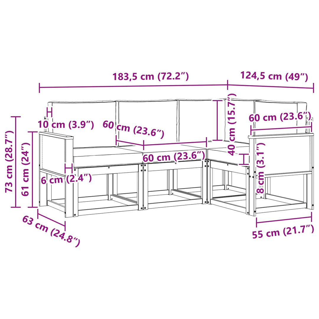 Udendørs sofagruppe 4 pcs Naturlig og Antracit Polyester