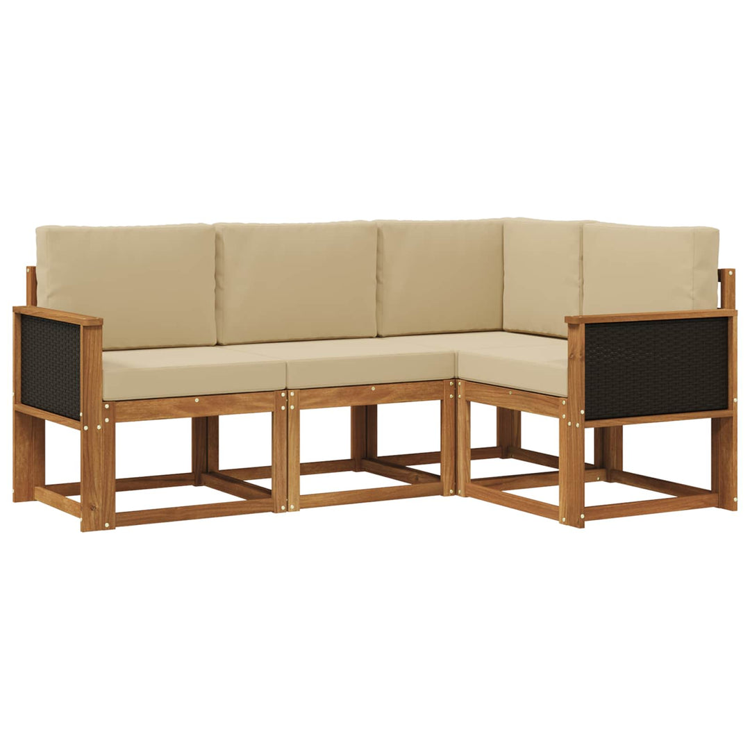 Udendørs sofagruppe 4 pcs Naturlig og Beige Polyester