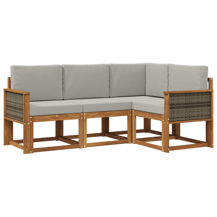 Udendørs sofagruppe 4 pcs Naturfarvet og lysegrå Polyester