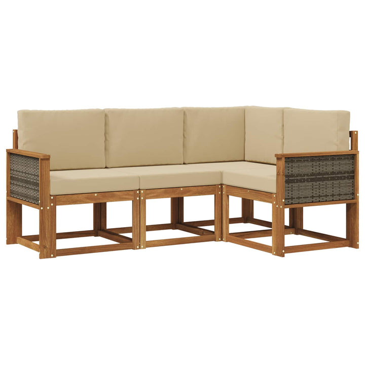 Udendørs sofagruppe 4 pcs Naturlig og Beige Polyester