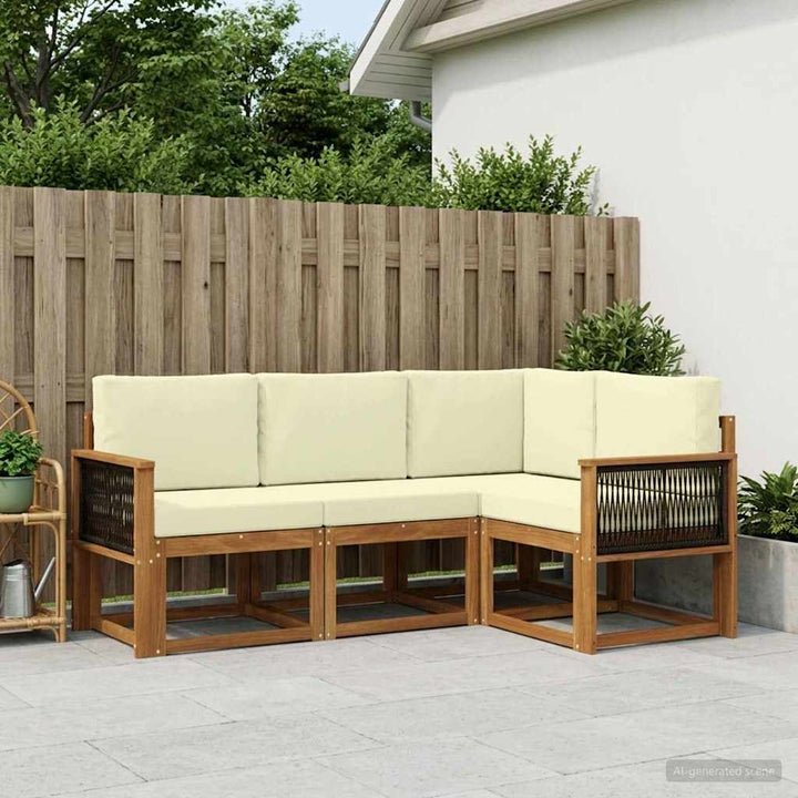 Udendørs sofagruppe 4 pcs Naturlig og Fløde Polyester