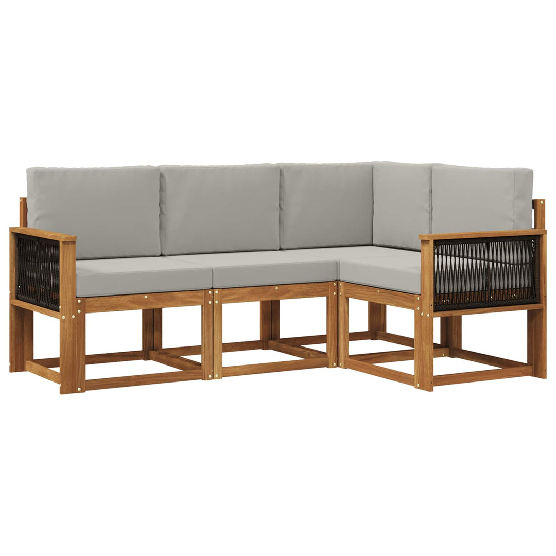 Udendørs sofagruppe 4 pcs Naturfarvet og lysegrå Polyester