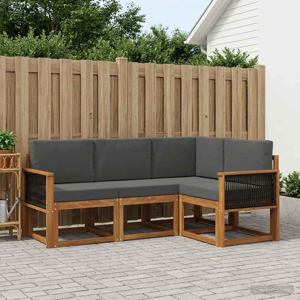 Udendørs sofagruppe 4 pcs Naturlig og Antracit Polyester