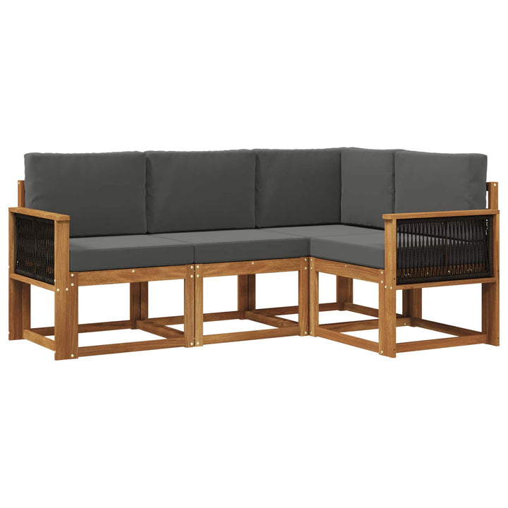Udendørs sofagruppe 4 pcs Naturlig og Antracit Polyester
