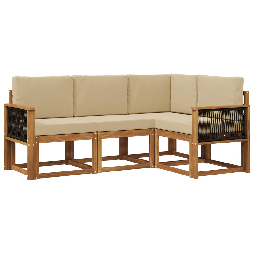 Udendørs sofagruppe 4 pcs Naturlig og Beige Polyester