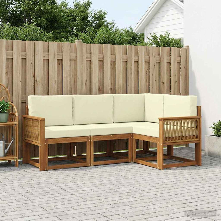Udendørs sofagruppe 4 pcs Naturlig og Fløde Polyester