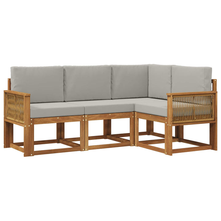 Udendørs sofagruppe 4 pcs Naturfarvet og lysegrå Polyester