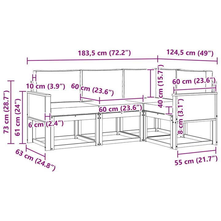 Udendørs sofagruppe 4 pcs Naturfarvet og lysegrå Polyester