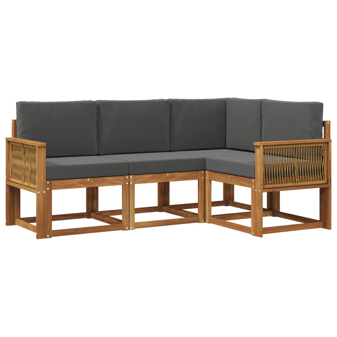 Udendørs sofagruppe 4 pcs Naturlig og Antracit Polyester