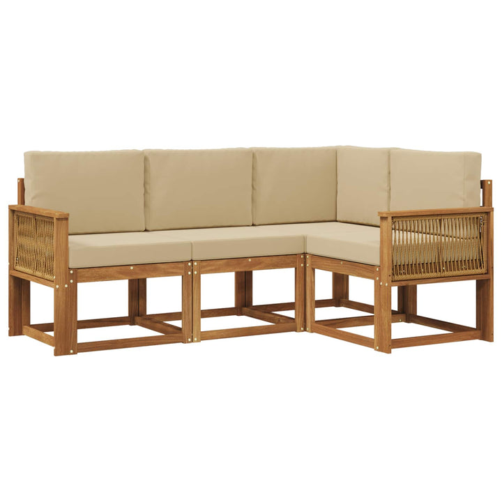 Udendørs sofagruppe 4 pcs Naturlig og Beige Polyester