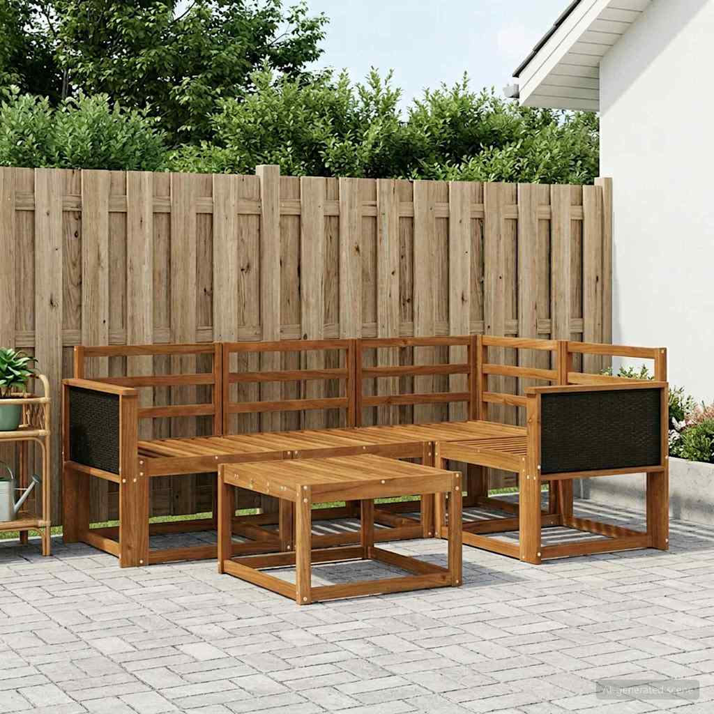 Udendørs sofagruppe 5 pcs Naturfarvet Massivt Akacietræ