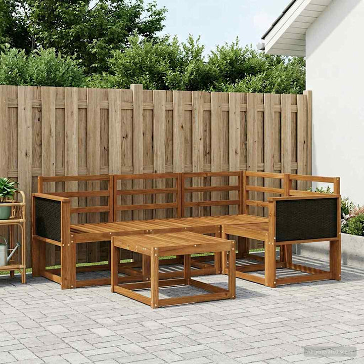 Udendørs sofagruppe 5 pcs Naturfarvet Massivt Akacietræ